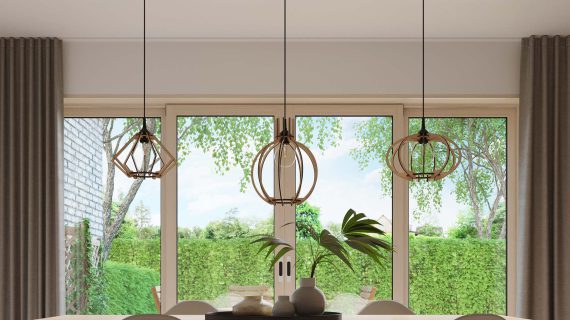 Miniaturka 3 - Zestaw lamp wiszących z kloszami z prętów – styl skandynawski