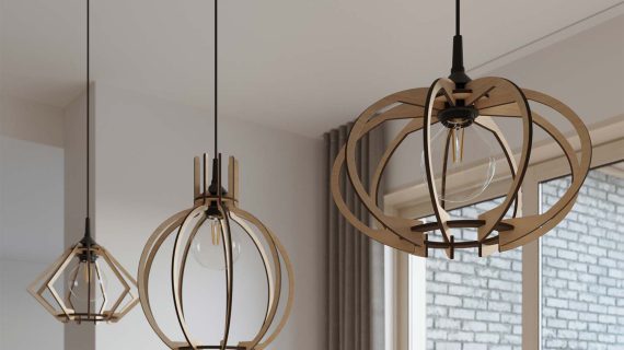 Miniaturka 5 - Trzy lampy wiszące z metalowym kloszem nad stołem w jadalni