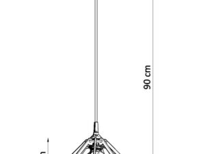 Miniaturka 7 - Wymiarowy rysunek lampy wiszącej – wysokość 90 cm