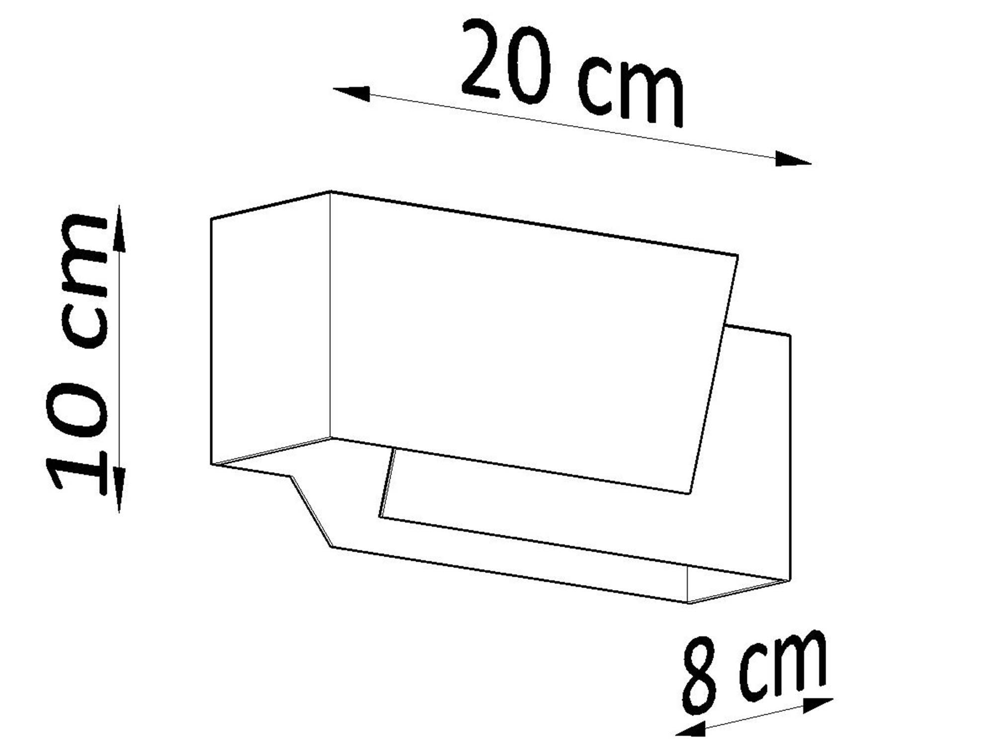Rysunek techniczny kinkietu o wymiarach 20 x 8 cm Rysunek techniczny kinkietu o wymiarach 20 x 8 cm