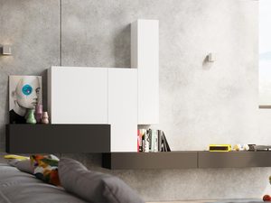 Miniaturka 4 - Wnętrze z szarym plafonem LED i minimalistyczną aranżacją