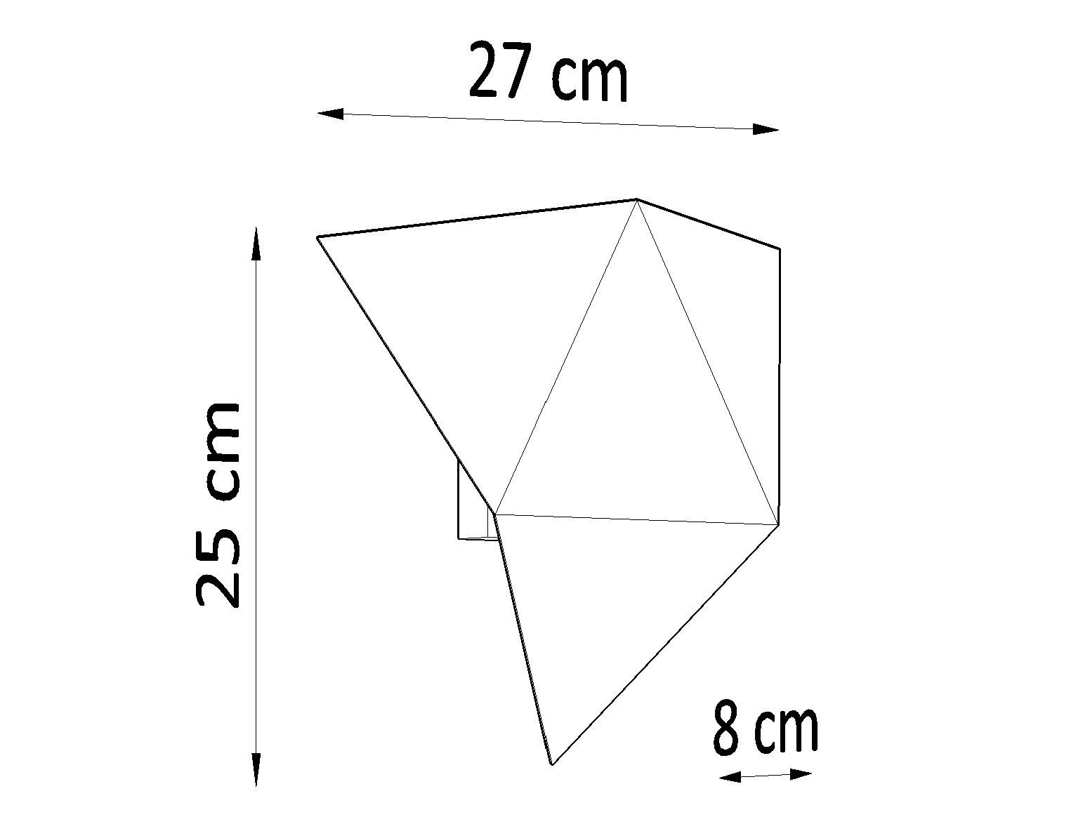Rysunek techniczny kinkietu LED o wymiarach 27x25 cm