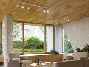 Miniaturka 3 - Nowoczesny salon z dużym oknem i białymi lampami LED