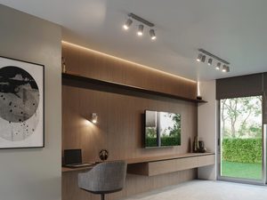 Miniatura 3 - LED nástěnné svítidlo šedý montowany na pozadí stěny z jasnego dřeva