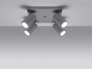 Miniaturka 8 - Poczwórny plafon szary z reflektorami i oświetleniem LED
