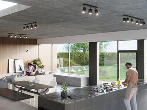 Miniatura 3 - Kuchyně z velkým oknem a moderním osvětlením sufitowym