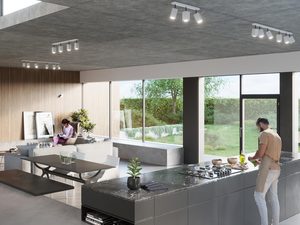 Miniaturka 15 - Biała lampa LED sufitowa do kuchni z nowoczesnym blatem