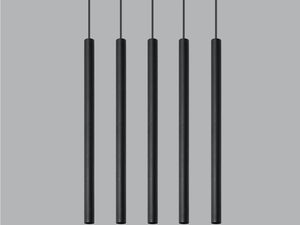 Miniatura 1 - Závěsná lampa s pěti černými tubami LED, montáž stropní