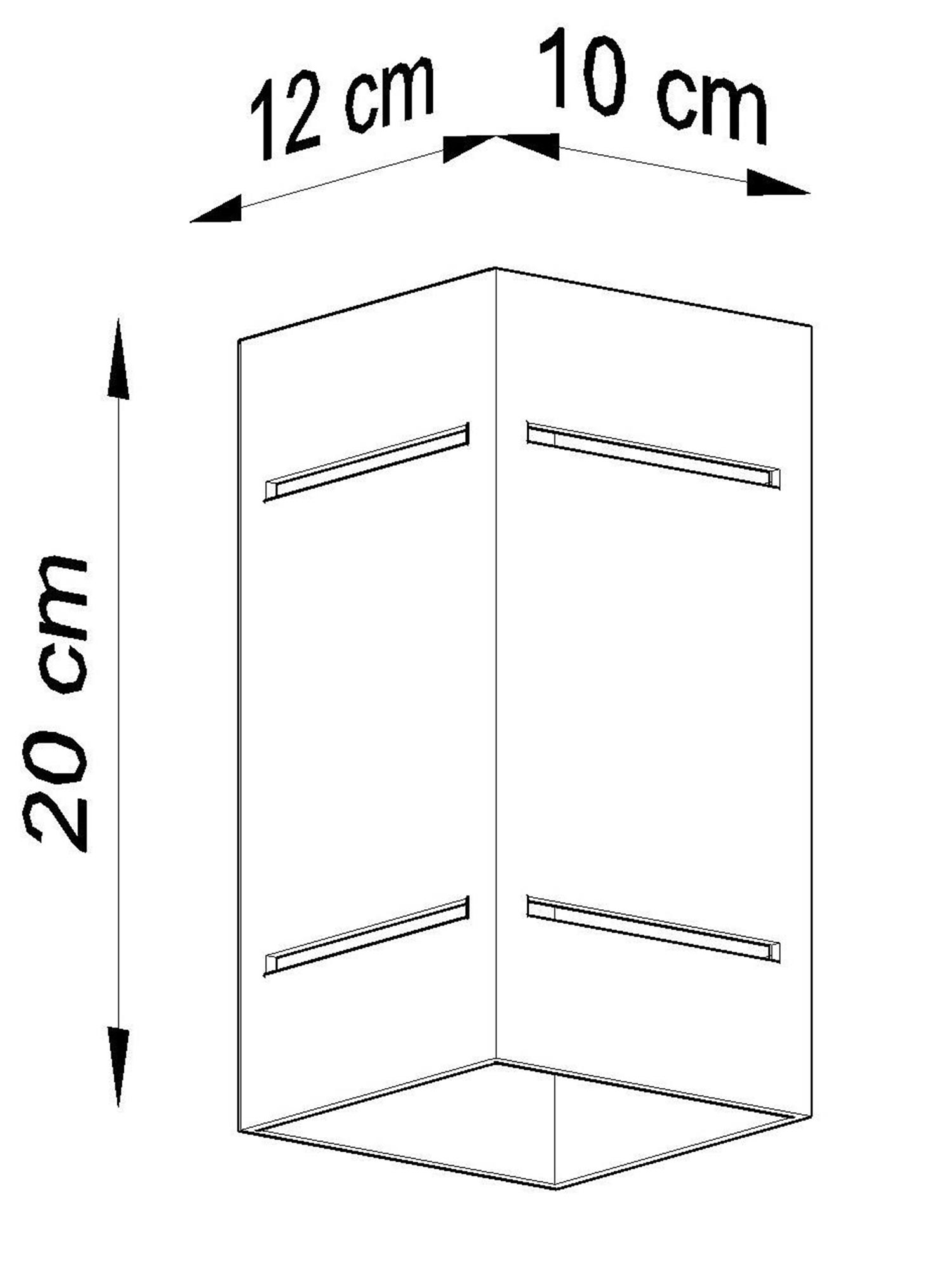 Rysunek poglądowy białego kinkietu o wysokości 20 cm Rysunek poglądowy białego kinkietu o wysokości 20 cm