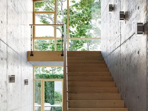 Miniaturka 11 - Ściana z betonu architektonicznego z oświetleniem LED w korytarzu