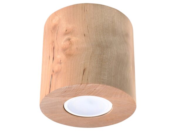 Drewniana lampa w formie walca – widok na zamontowany panel
