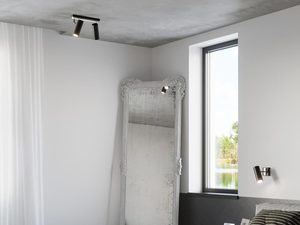 Miniaturka 5 - Pokój z czarnymi kinkietem LED przy betonowym suficie