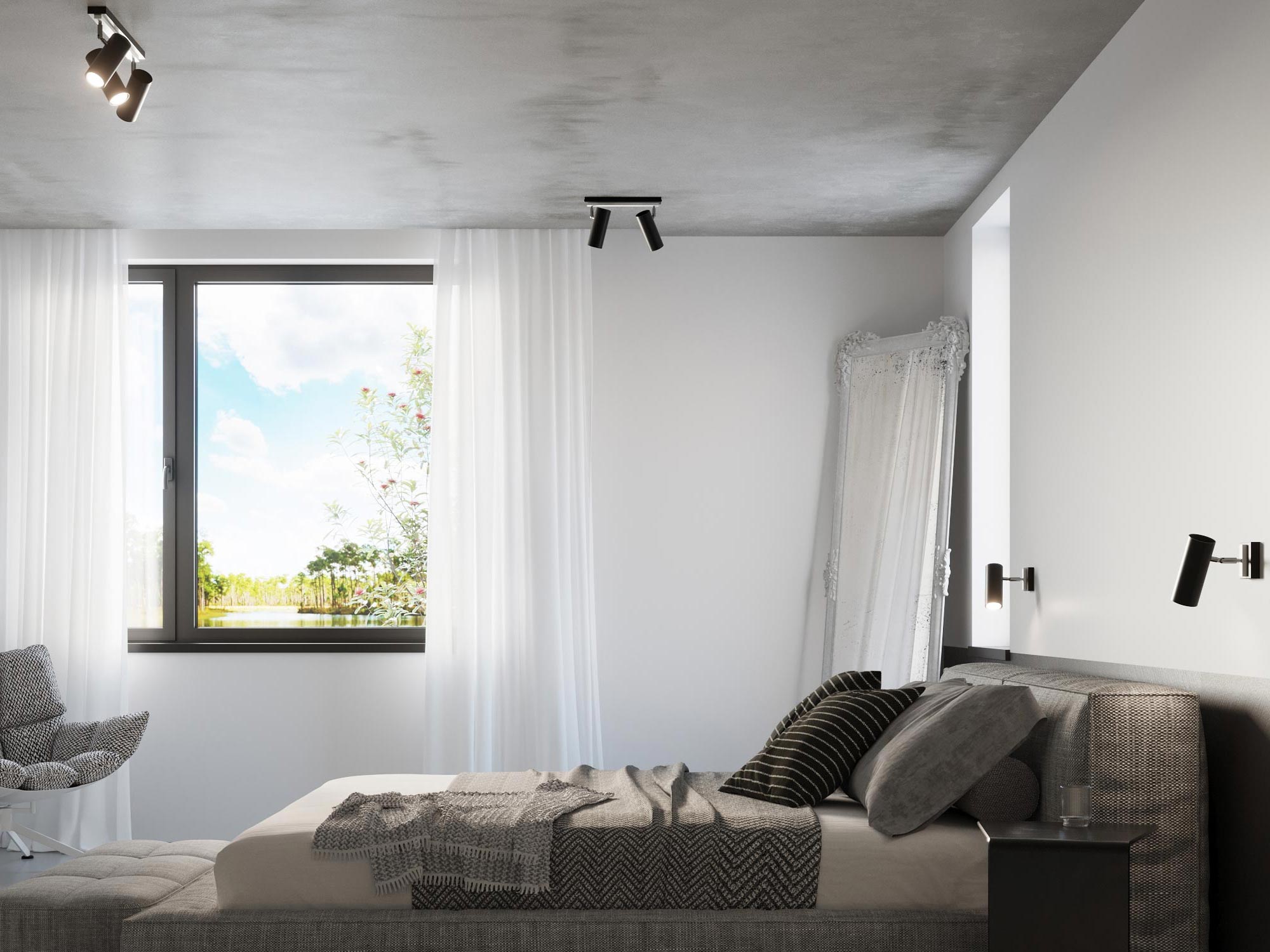 Nowoczesna oprawa sufitowa LED z czarnym reflektorem Nowoczesna oprawa sufitowa LED z czarnym reflektorem