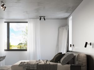 Miniatura 11 - Stropní LED lampa s černým reflektorem v moderní ložnice