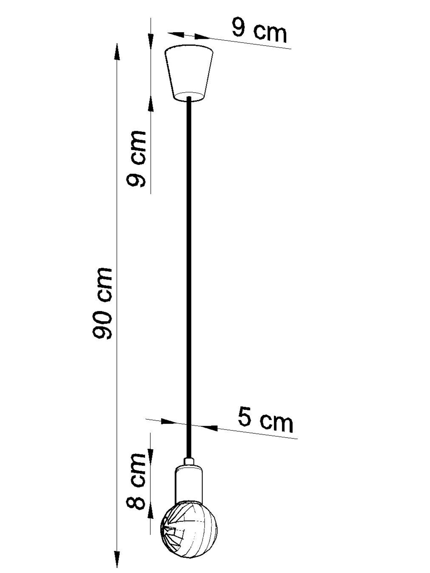 Techniczny rysunek nowoczesnej lampy sufitowej z przewodem Techniczny rysunek nowoczesnej lampy sufitowej z przewodem