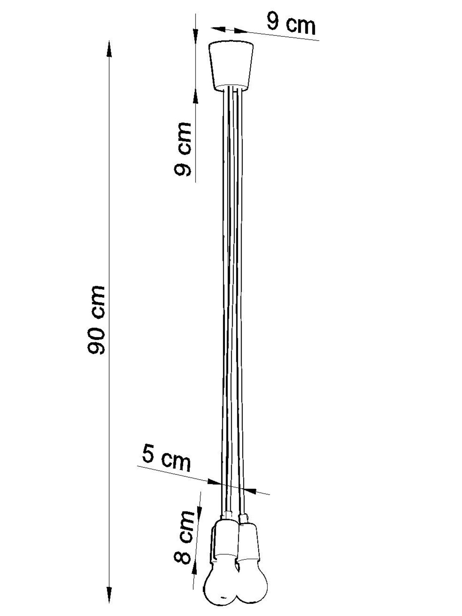 Rysunek techniczny z wymiarami nowoczesnej lampy wiszącej LED Rysunek techniczny z wymiarami nowoczesnej lampy wiszącej LED