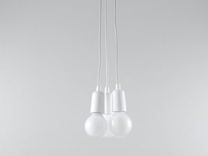 Miniatura 12 - LED lampa se třemi bílými przewodami a žárovkami v moderním interiéru