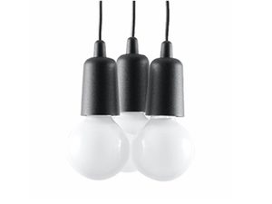 Miniatura 5 - Detail na černou trojitou lampu stropní se žárovkami LED