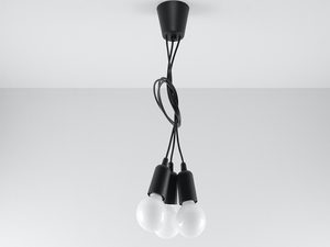 Miniatura 1 - Designová černá závěsná lampa se třemi kulistymi žárovkami LED