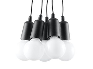Miniatúra 16 - Moderná závesná lampa s čiernymi objímkami a bielymi žiarovkami