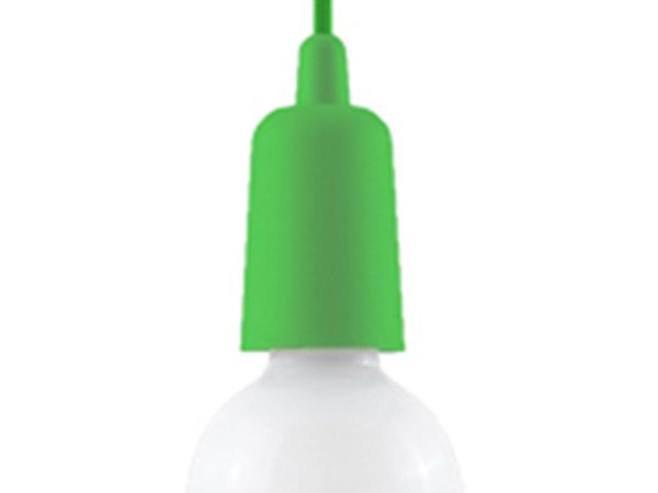 Designerska zielona lampa wisząca z białą żarówką