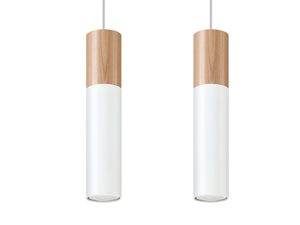 Miniatura 4 - Designová stropní lampa s bílým a dřevěným povrchovou úpravou