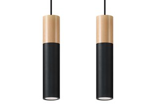Miniatura 1 - Stylová závěsná lampa ze dřeva a czerni v moderním stylu