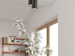 Miniatura 12 - Závěsná lampa s černým stínidlem a dřevěným akcentem nad stolem