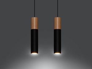 Miniatura 2 - Moderní závěsné lampy černé s dřevěným povrchovou úpravou