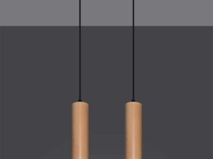 Miniaturka 2 - Nowoczesna kompozycja dwóch drewnianych lamp na ciemnym tle