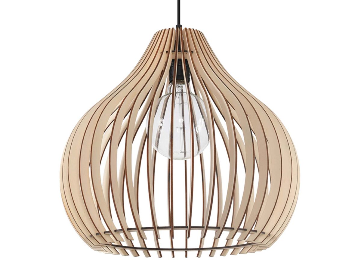Ciepła Drewniana Lampa Wisząca FLUORO