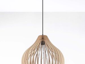 Miniaturka 1 - Elegancka lampa drewniana w kształcie łzy – czarna podsufitka