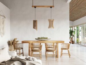 Miniaturka 3 - Wisząca lampa z prętów drewnianych – idealna do jadalni i salonu