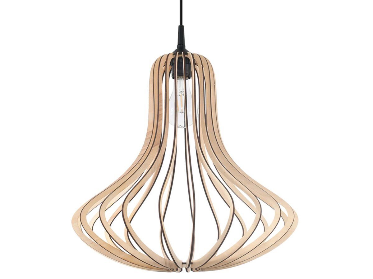 PULSAR Lampa Wisząca Drewniana Struktura Naturalny Kolor