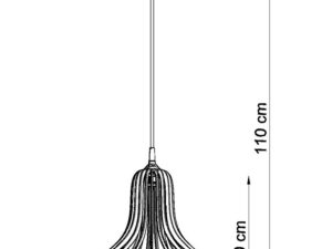 Miniaturka 6 - Techniczny rysunek lampy z elementami drewnianymi – długość 110 cm