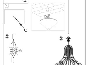 Miniaturka 7 - Rysunek montażowy lampy wiszącej z drewnianym kloszem