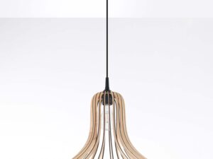 Miniaturka 1 - Elegancka drewniana lampa wisząca z efektem promienistego światła