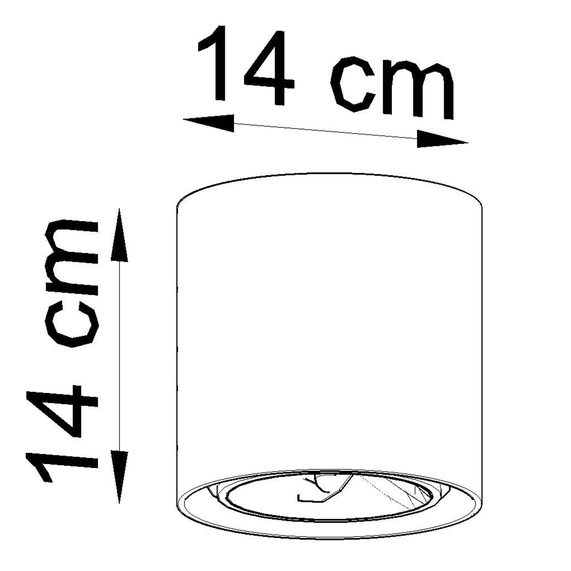 Cylindryczna lampa z betonu na białym suficie – styl industrialny Cylindryczna lampa z betonu na białym suficie – styl industrialny