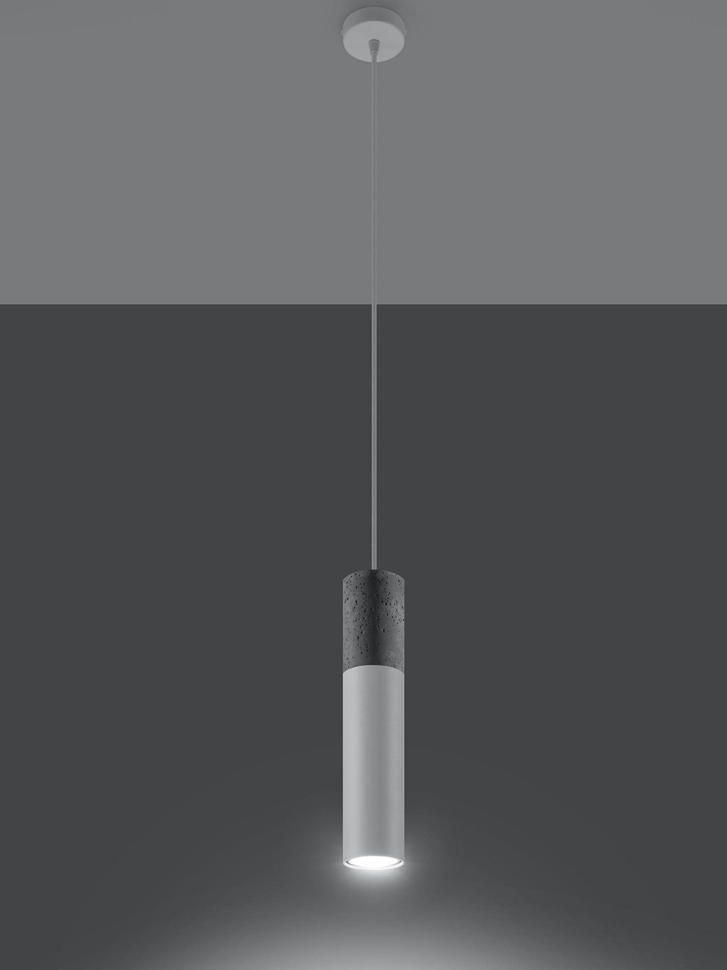 Lampa wisząca betonowo-biała w nowoczesnym stylu industrialnym Lampa wisząca betonowo-biała w nowoczesnym stylu industrialnym