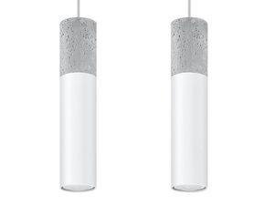 Miniaturka 6 - Nowoczesne lampy wiszące z białymi cylindrami i betonowymi akcentami