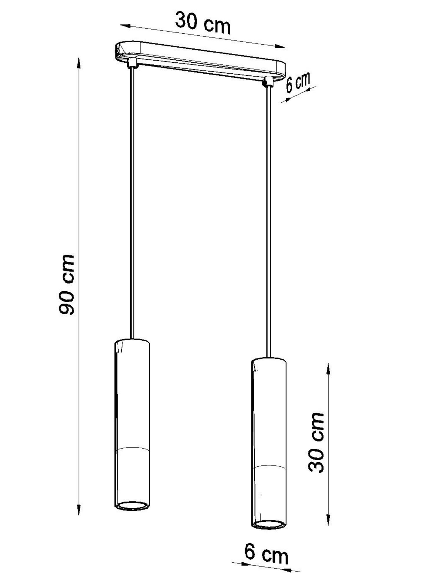 Techniczny rysunek lampy wiszącej o wysokości 90 cm Techniczny rysunek lampy wiszącej o wysokości 90 cm