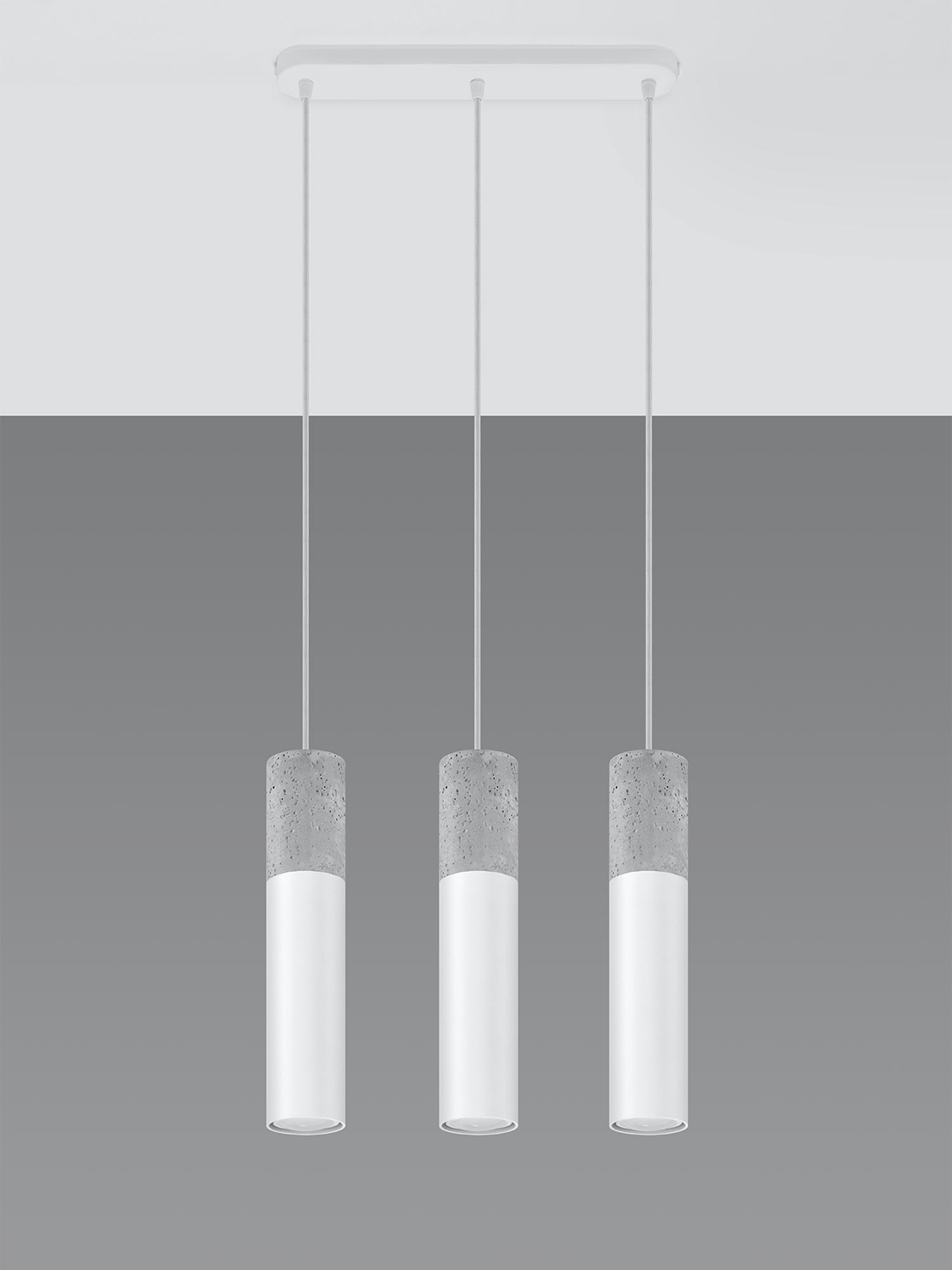 Nowoczesne lampy sufitowe w formie białych cylindrów Nowoczesne lampy sufitowe w formie białych cylindrów