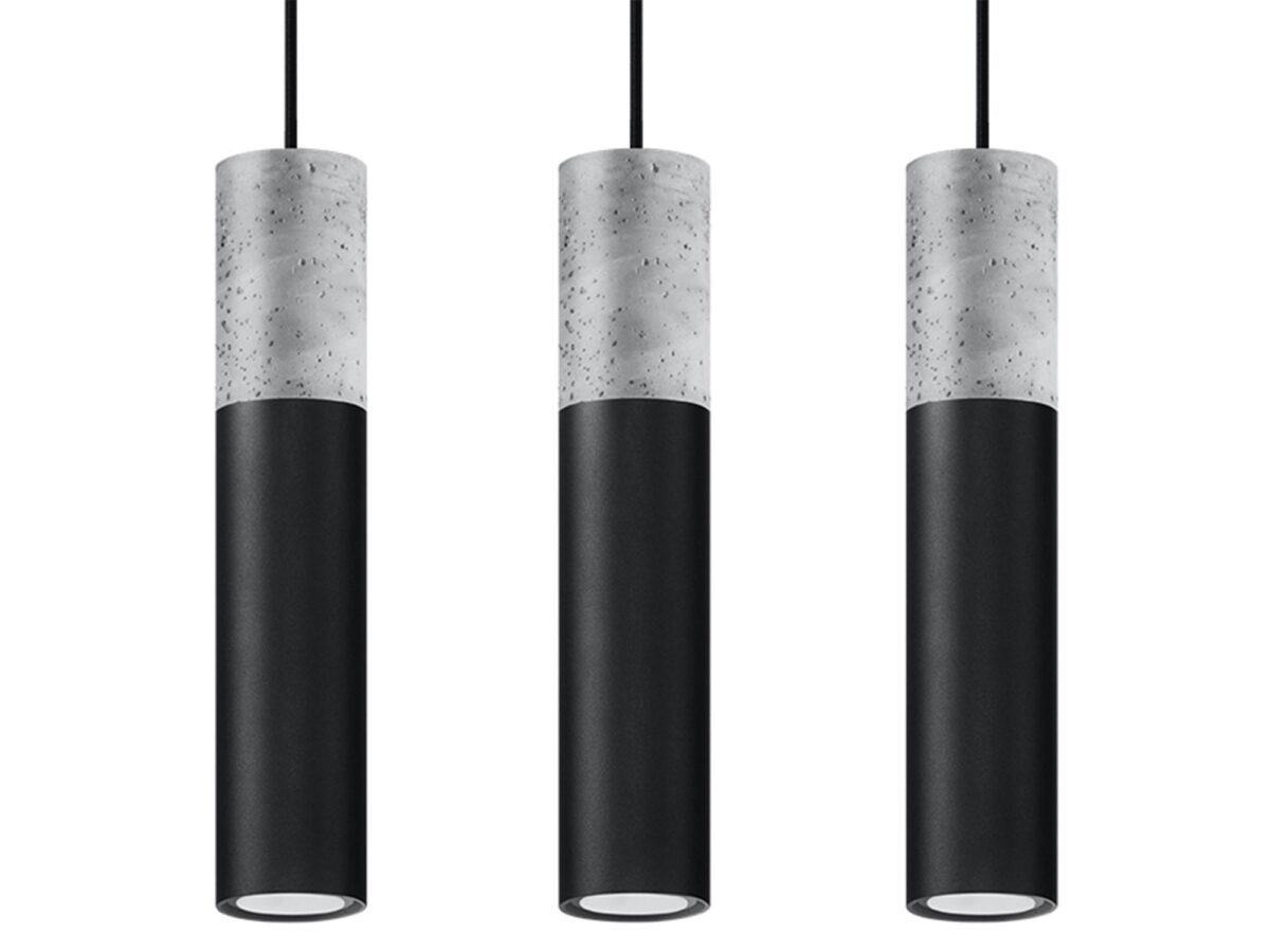 Moderní tříbodová závěsná lampa beton/ocel XANADU