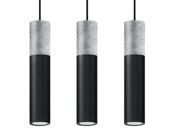 Czarna i szara cylindryczna lampa sufitowa w stylu loftowym