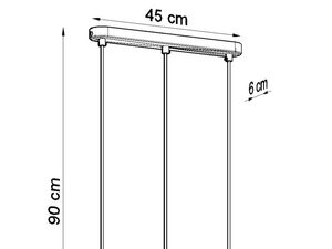 Miniatura 12 - Technický výkres tří závěsných lamp s rozměry 30 × 89 cm