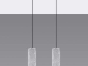 Miniaturka 1 - Widok z góry na łóżko z betonową lampą zawieszoną centralnie