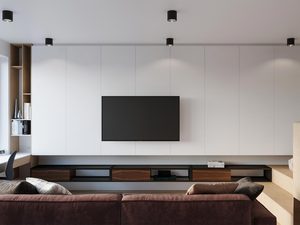 Miniaturka 15 - Biała ściana z czarnymi lampami LED, styl nowoczesny