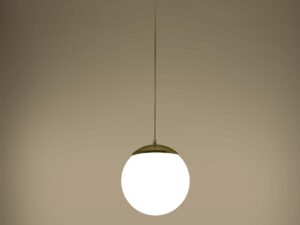 Miniaturka 9 - Lampa wisząca kula biała ze złotem i oświetleniem