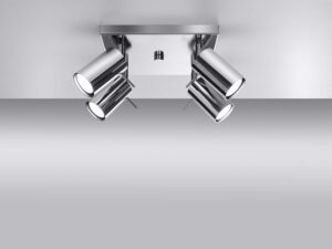 Miniaturka 11 - Poczwórny plafon chromowany z reflektorami i oświetleniem LED
