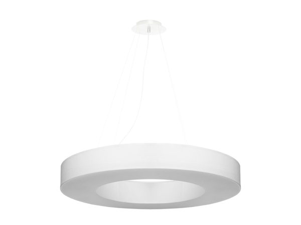 Designová bílá LED lampa závěsná z centralnym otworem